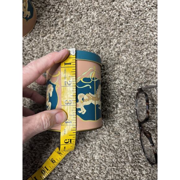 Vintage Set 3 Nesting Tin Canisters Horses Carousel 1990s Storage Containers - Picture 12 of 13
